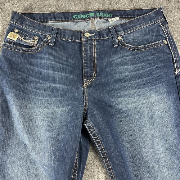 Cinch Grant Jeans Mens 40x32 Blue Denim Relaxed Fit Stretch Western Bootcut - Picture 3 of 9